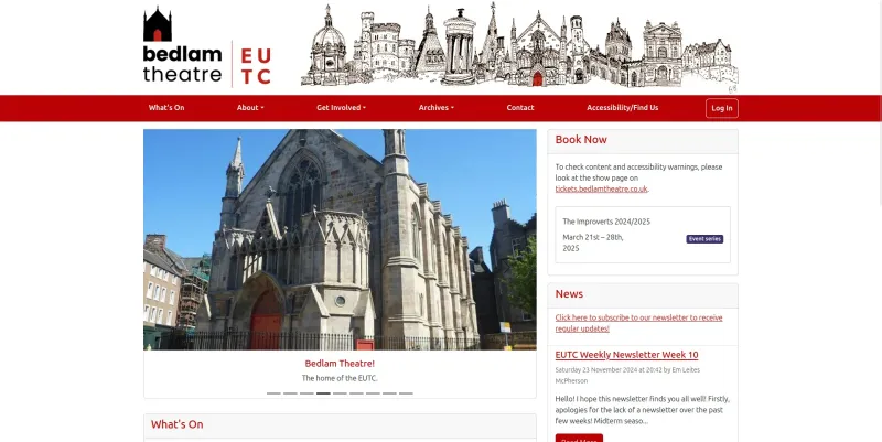 The Bedlam Theatre website front page