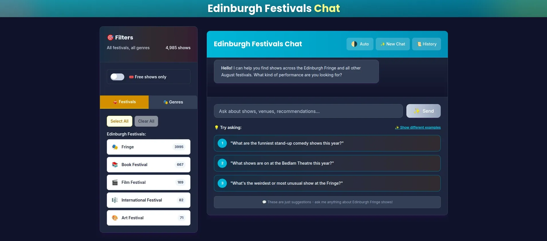 Screenshot of the chat interface